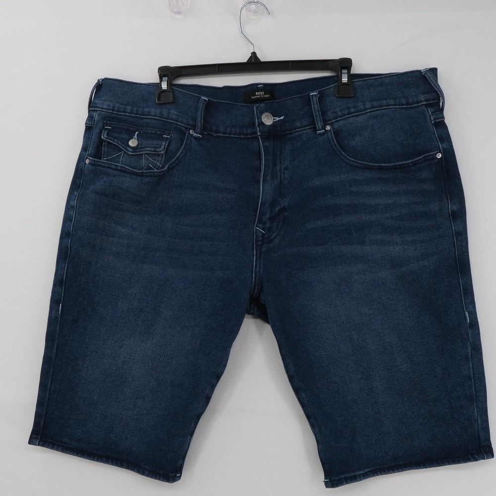 True Religion Ricky Relaxed Straight Denim Shorts Mens 40 Dark Wash Horseshoe